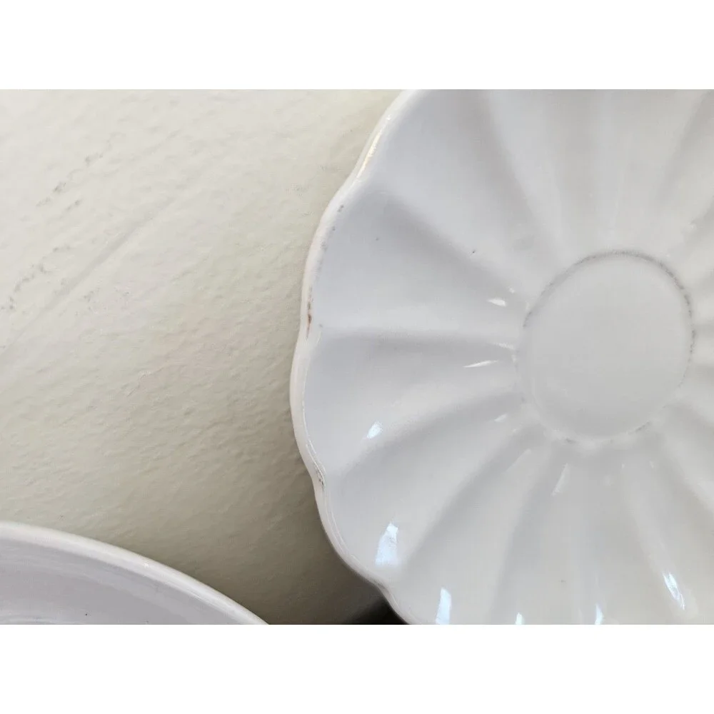 2 White Demitasse Saucers